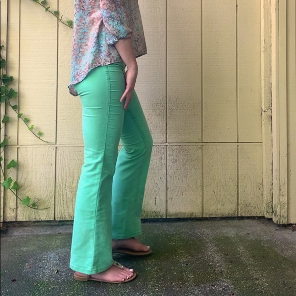 RARE Vintage LEI Originals sea-foam green corduroy Flare Jeans Sz 3 juniors boho - Picture 6 of 12